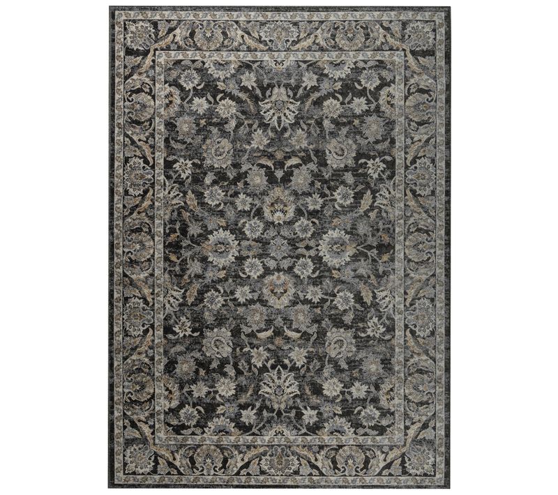 Tapis Salon Vintage Marron Gris Ornamental Floral Ritz 80x150cm