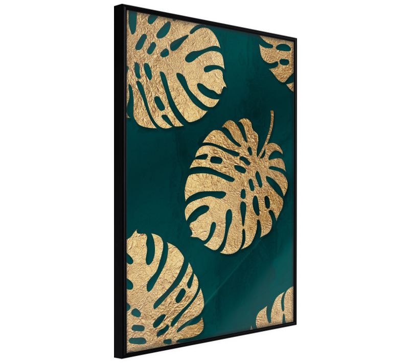 Affiche Murale Encadrée "gilded Monstera Leaves" 21 X 30 Cm Noir
