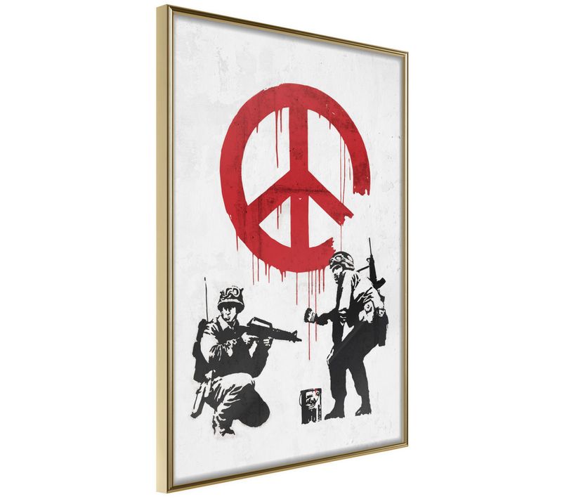Affiche Murale Encadrée "banksy Cnd Soldiers Ii" 21 X 30 Cm Doré