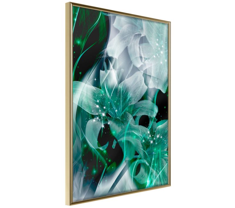 Affiche Murale Encadrée "poisonous Flowers" 30 X 42 Cm Doré