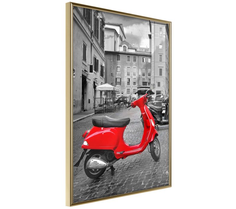 Affiche Murale Encadrée "the Most Beautiful Scooter" 40 X 60 Cm Doré