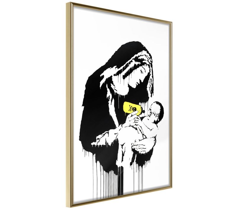 Affiche Murale Encadrée "banksy Toxic Mary" 30 X 42 Cm Doré
