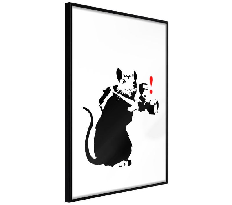 Affiche Murale Encadrée "banksy Rat Photographer" 21 X 30 Cm Noir