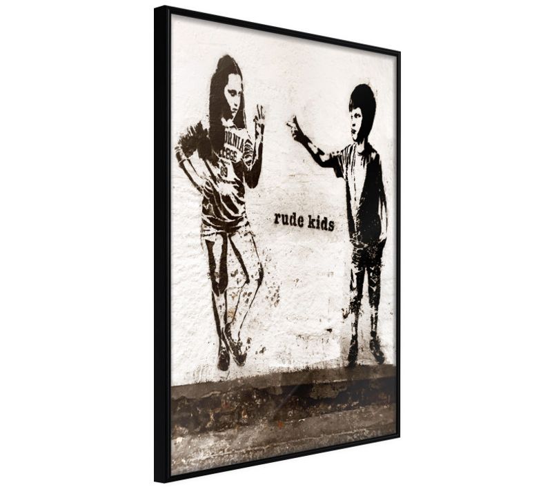 Affiche Murale Encadrée "banksy Rude Kids" 30 X 42 Cm Noir