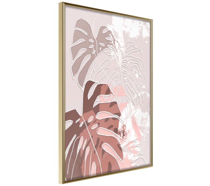 Affiche Murale Encadrée "monsteras Gathering" 30 X 42 Cm Doré