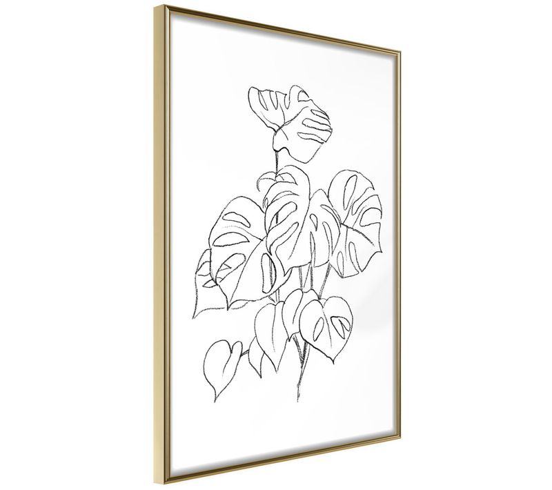 Affiche Murale Encadrée "bouquet Of Leaves" 21 X 30 Cm Doré