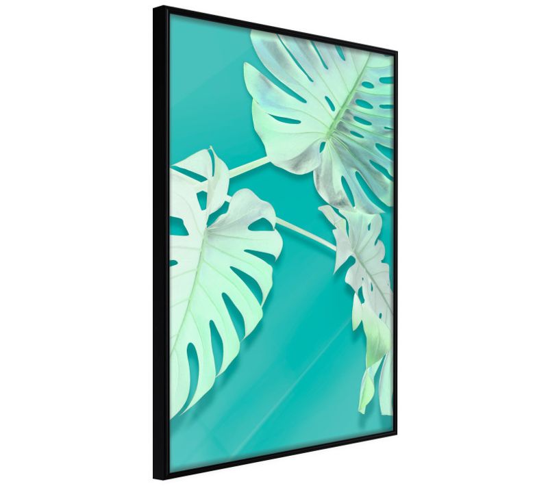 Affiche Murale Encadrée "teal Monstera" 21 X 30 Cm Noir