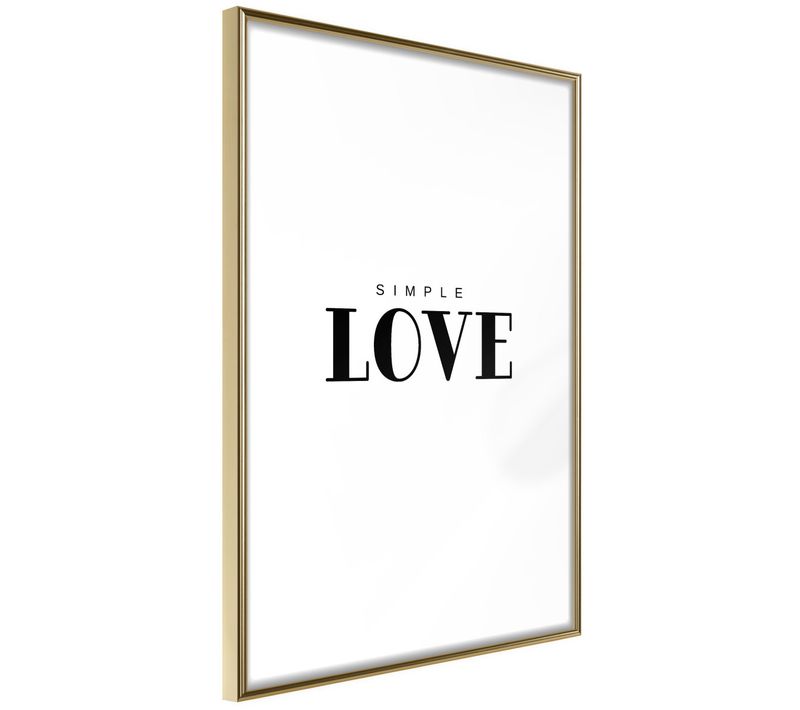 Affiche Murale Encadrée "simple Love" 40 X 60 Cm Doré