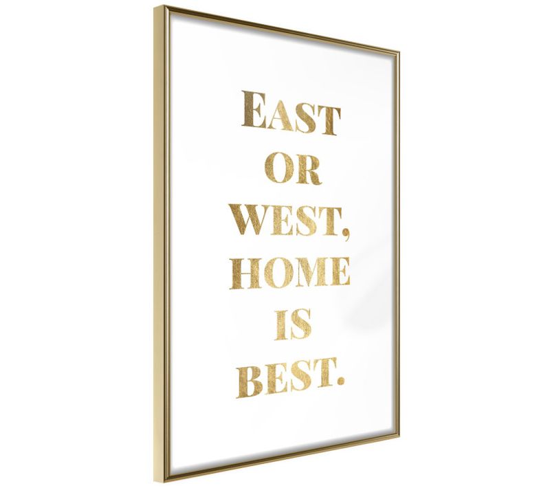 Affiche Murale Encadrée "home Is Best Gold" 30 X 42 Cm Doré