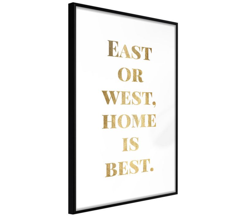 Affiche Murale Encadrée "home Is Best Gold" 21 X 30 Cm Noir