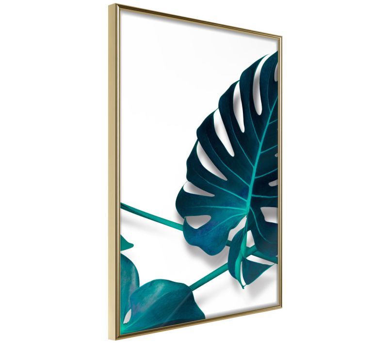 Affiche Murale Encadrée "turquoise Monstera I" 40 X 60 Cm Doré