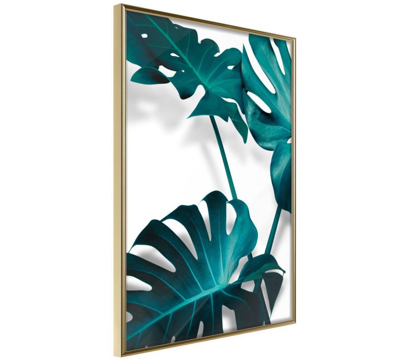 Affiche Murale Encadrée "turquoise Monstera Ii" 21 X 30 Cm Doré
