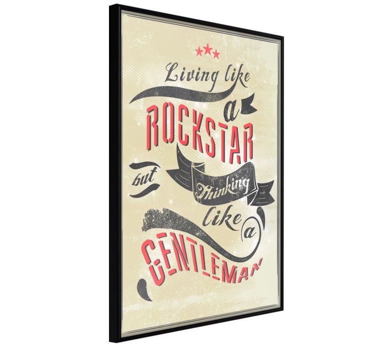 Affiche Murale Encadrée "living And Thinking" 40 X 60 Cm Noir