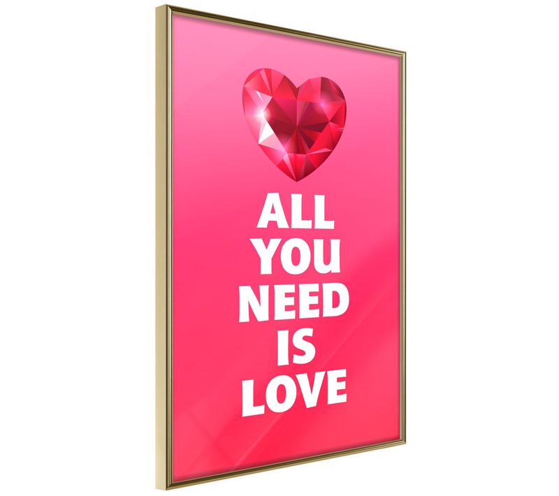 Affiche Murale Encadrée "ruby Heart" 30 X 42 Cm Doré