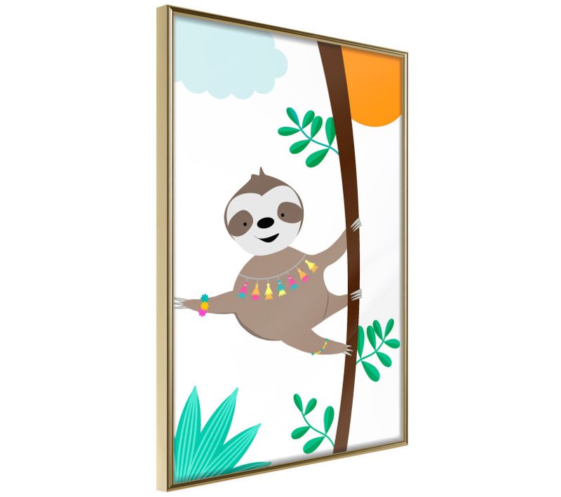 Affiche Murale Encadrée "lazy Life" 40 X 60 Cm Doré