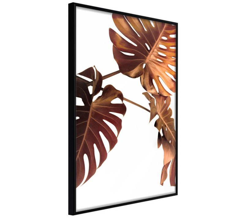 Affiche Murale Encadrée "copper Monstera" 40 X 60 Cm Noir