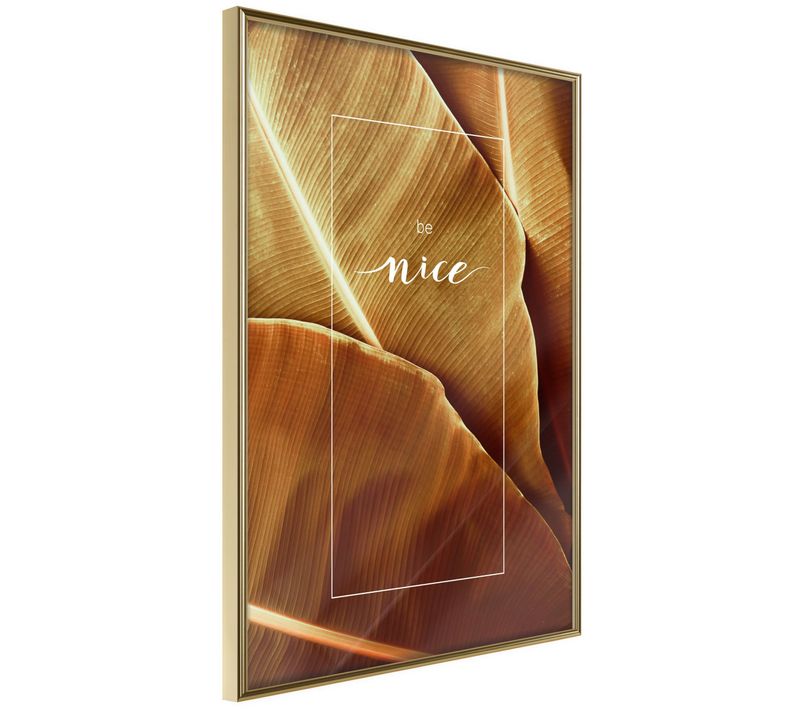 Affiche Murale Encadrée "banana Leaves With à Message Sepia" 30 X 42 Cm Doré