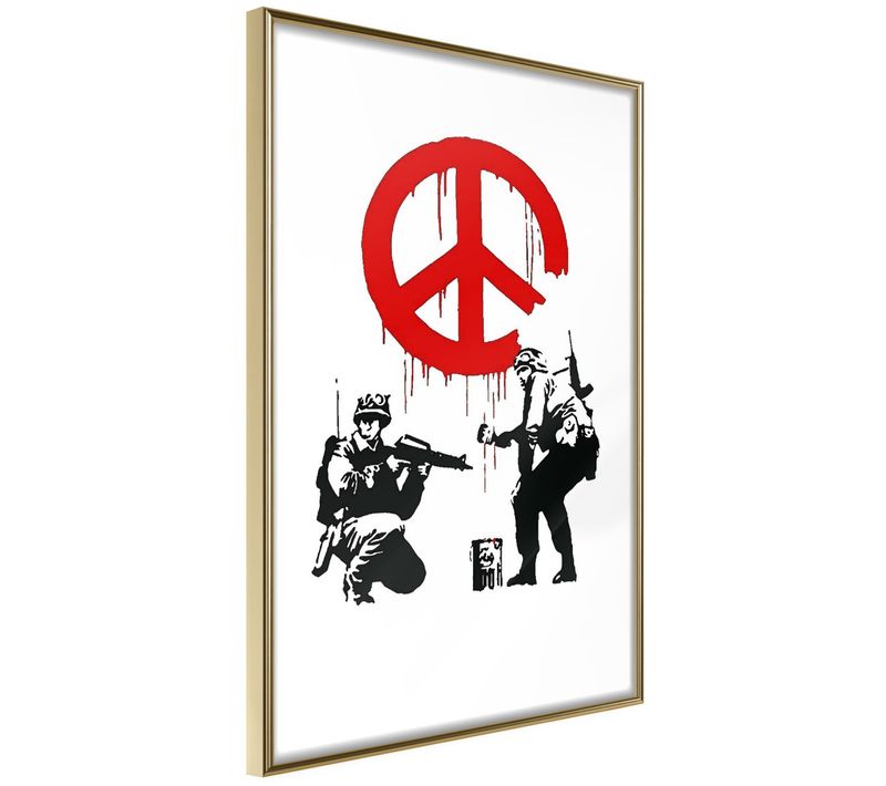 Affiche Murale Encadrée "banksy Cnd Soldiers I" 21 X 30 Cm Doré
