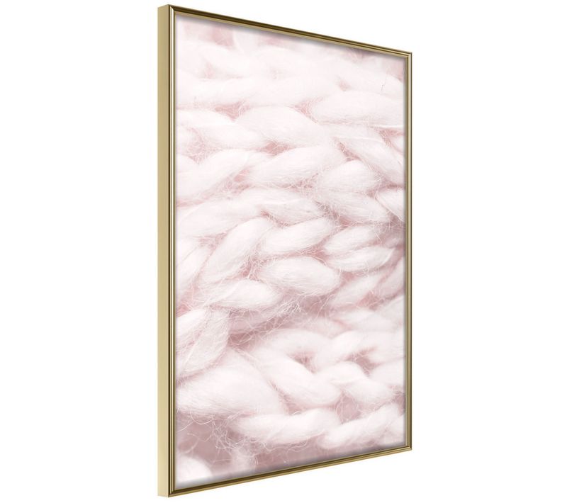 Affiche Murale Encadrée "pale Pink Knit" 30 X 42 Cm Doré