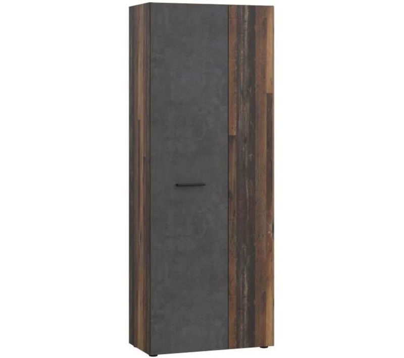 Armoire à Chaussures - Béton Gris Foncé / Bois Vintage - 18 Paires - 68,7 X 36,5 X 181,1 Cm
