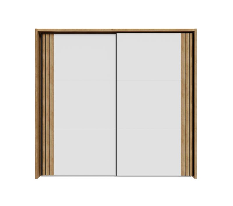 Armoire 2 portes coul L.231 cm WAKATIPU blanc brillant/imitation chêne