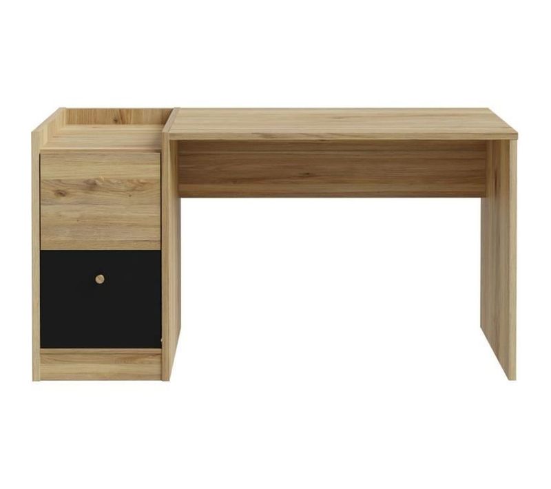 Bureau Droit  Coxim - Chene / Noir - 139,6 X 74 X 59,8 Cm