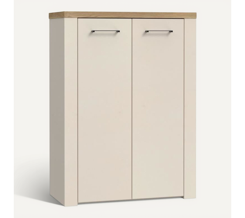 Armoire à Chaussures - Nelleke - Sable / Bois - 2 Portes - 20 Paires - 86,3 X 41,3 X 118,3 Cm