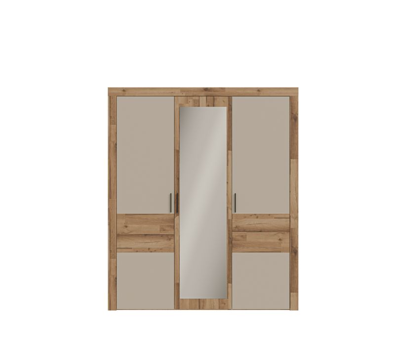 Armoire 3 portes battantes RICCIANO imitation chêne et grège