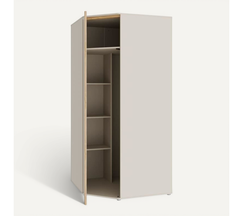 Armoire D'angle - Wexlin - Sable / Chene - 1 Porte Battante - 92,2 X 92,2 X 193,7 Cm
