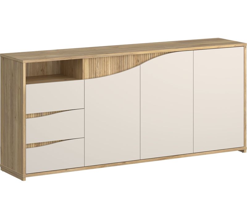 Buffet - Poem - Sable / Chene - 3 Portes - 3 Tiroirs - 203,9 X 42 X 91 Cm