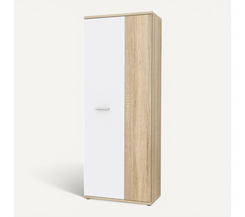 Armoire à Chaussures Misca - Style Contemporain - Décor Chêne Sonoma Et Blanc Mat - L 69 Cm