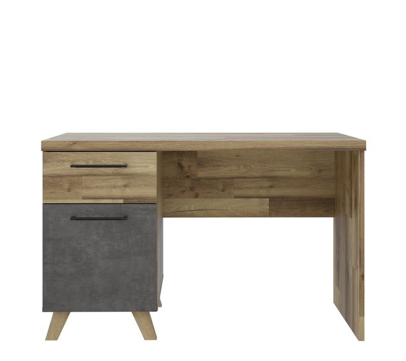 Bureau 1 porte et 1 tiroir RICCIANO imitation chêne et béton