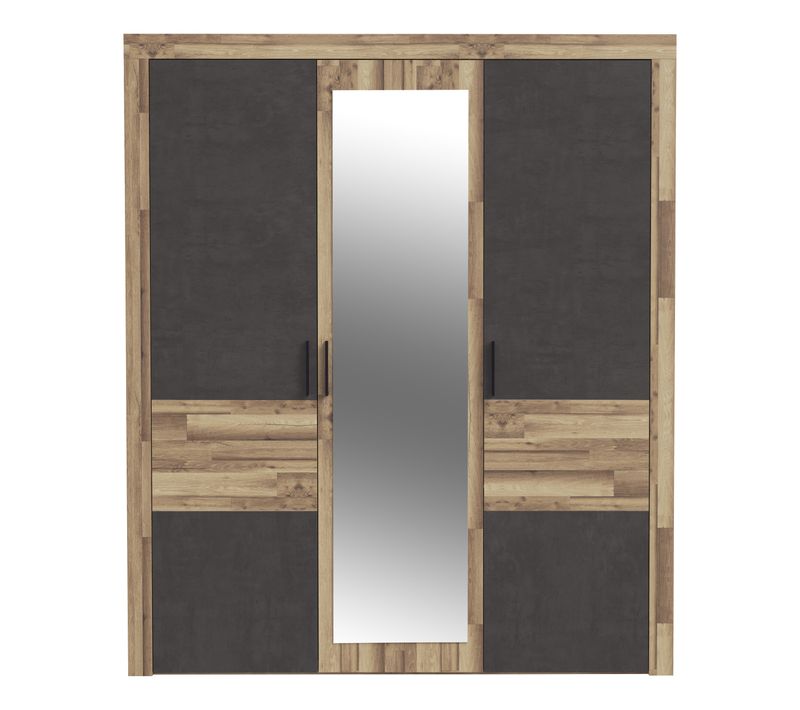 Armoire 3 portes battantes RICCIANO imitation chêne béton gris