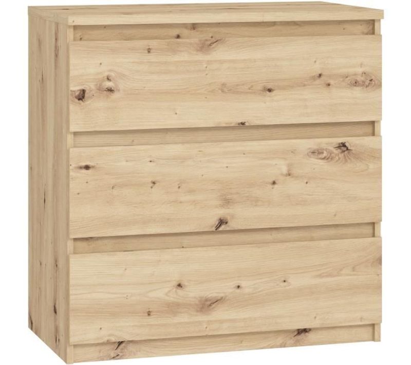 Commode Chelsea 3 Tiroirs L 77,2  X P 42  X H 79,9   Décor Chene Artisan
