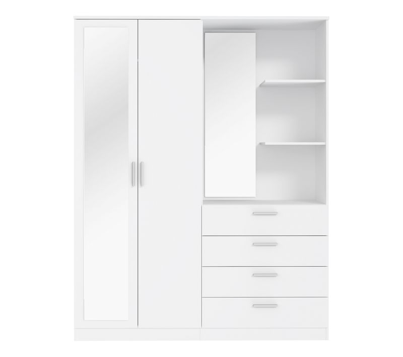 Armoire 2 portes 4 tiroirs MAXIME blanc mat