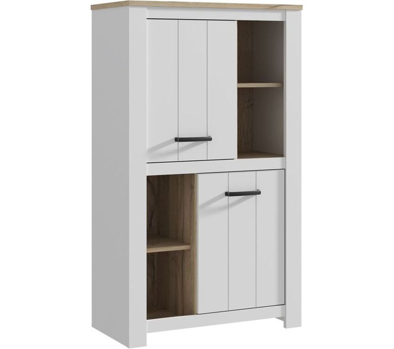 Forte Elara Erxs413 - Armoire 2 Portes 4 Niches 147 Cm Blanc/chêne - Forte