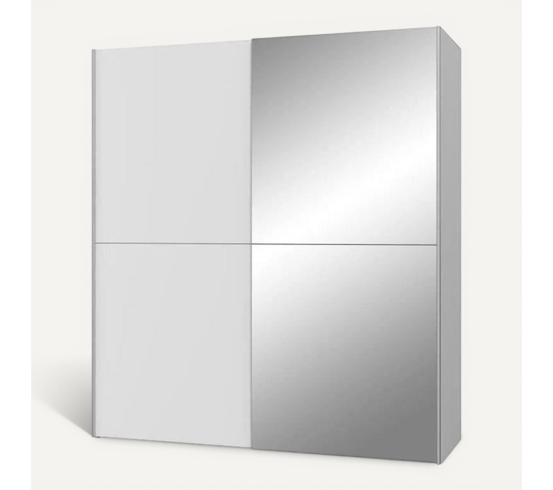 Armoire 2 Portes Coulissantes + Miroir - Panneaux De Particules - Blanc Mat - L 170,3 X P 61,2 X H