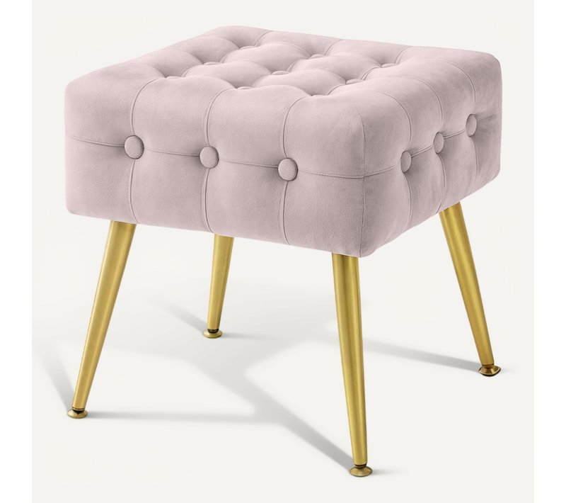 Tabouret Rembourré En Velours 40 Cm Quadra Rose Poudré