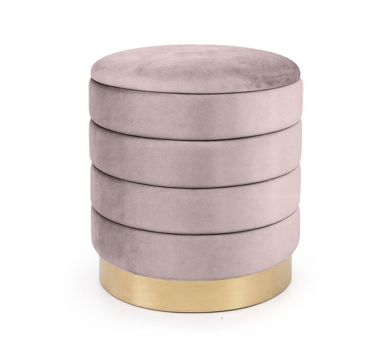 Tabouret Rembourré En Velours Avec Rangement 40 Cm Luna Rose Poudré