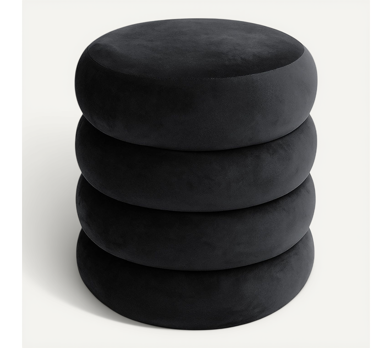 Tabouret En Velours Avec Rangement 42 Cm Snuggo Noir