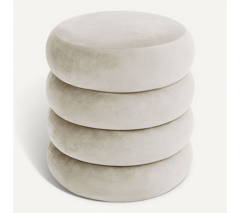 Tabouret En Velours Avec Rangement 42 Cm Snuggo Crème