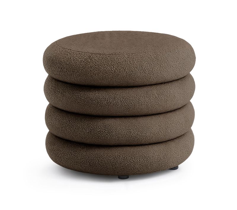 Tabouret En Tissu Teddy Avec Rangement 55 Cm Mollis Marron