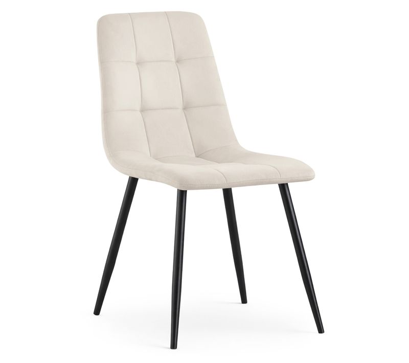 Chaise En Velours Matelassée Nero Beige Pieds Noirs