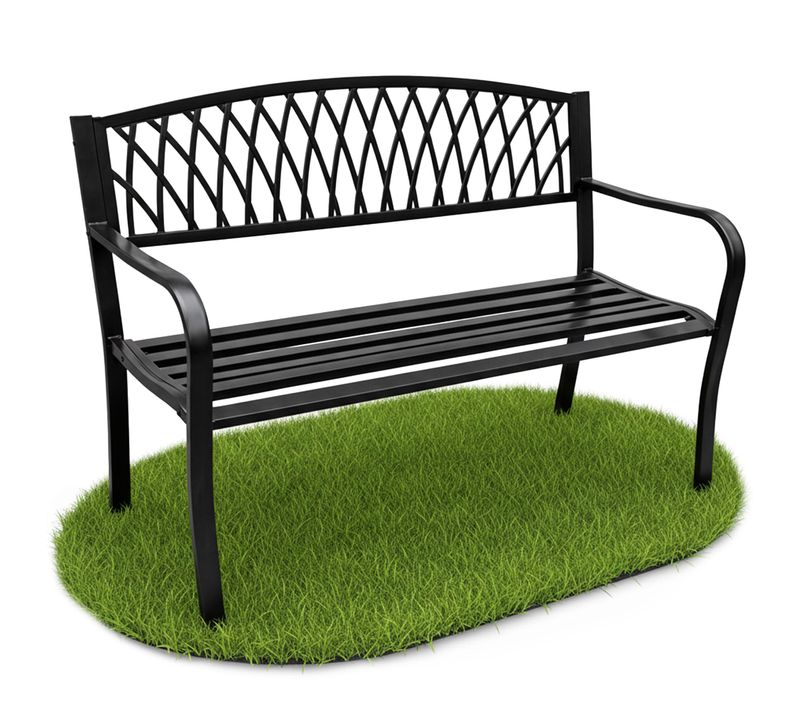 Banc De Jardin Noir Arcadia Avec Pieds En Acier Et Dossier En Fonte, Largeur 127 Cm