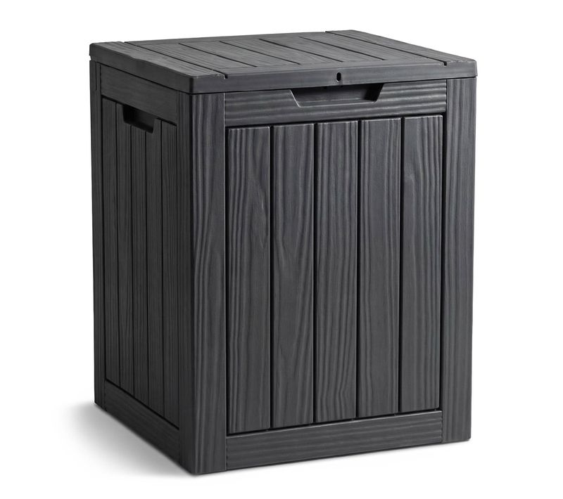 Coffre De Jardin Imperméable 113l Boîte De Rangement Extérieur Balcon Plastique Polypropylène Noir