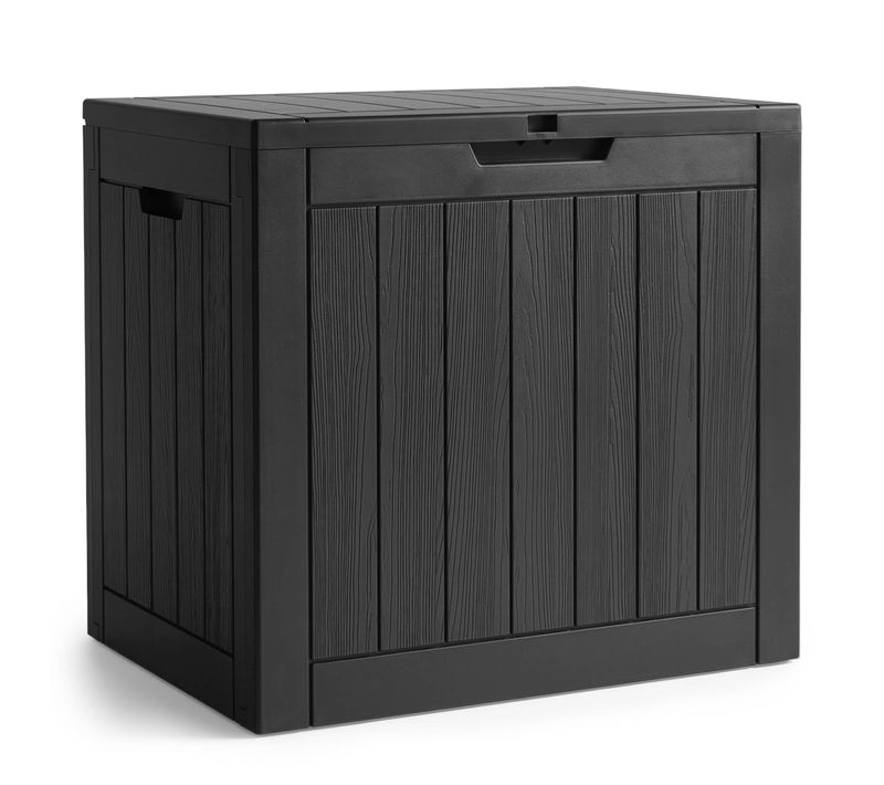Coffre De Jardin Imperméable 117l Boîte De Rangement Extérieur Balcon Plastique Polypropylène Noir