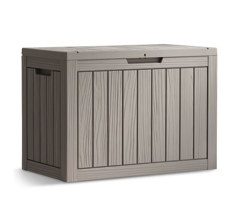 Coffre De Jardin Imperméable 170l Boîte De Rangement Extérieur Balcon Plastique Polypropylène Gris