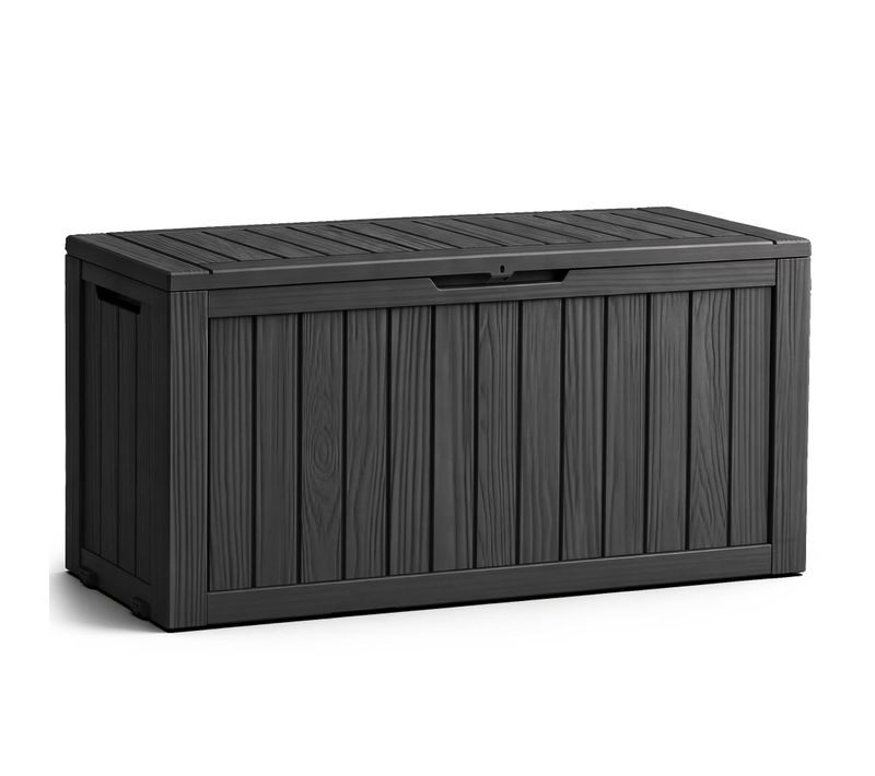 Coffre De Jardin Imperméable 272l Boîte De Rangement Extérieur Balcon Plastique Polypropylène Noir