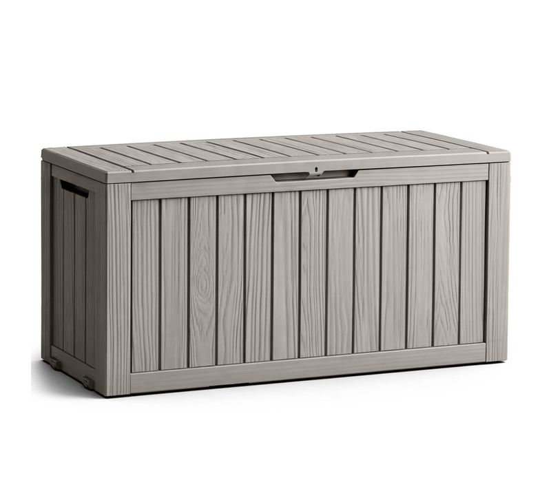 Coffre De Jardin Imperméable 272l Boîte De Rangement Extérieur Balcon Plastique Polypropylène Gris