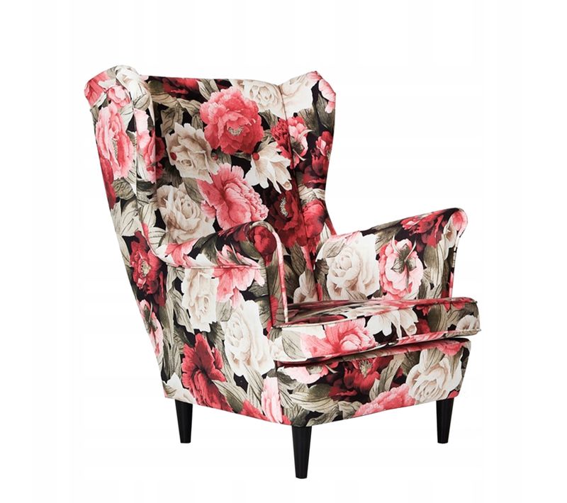 Fauteuil à Oreilles Ari Print, Style Scandinave, à Motif De Fleurs D'hortensia